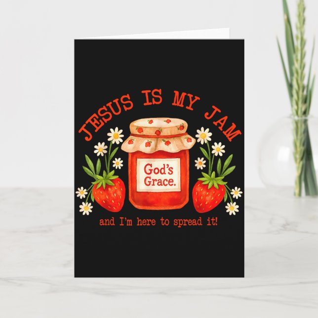 Tarjeta Christian Bible Verse Faith Strawberry Jesus Is My (Anverso)