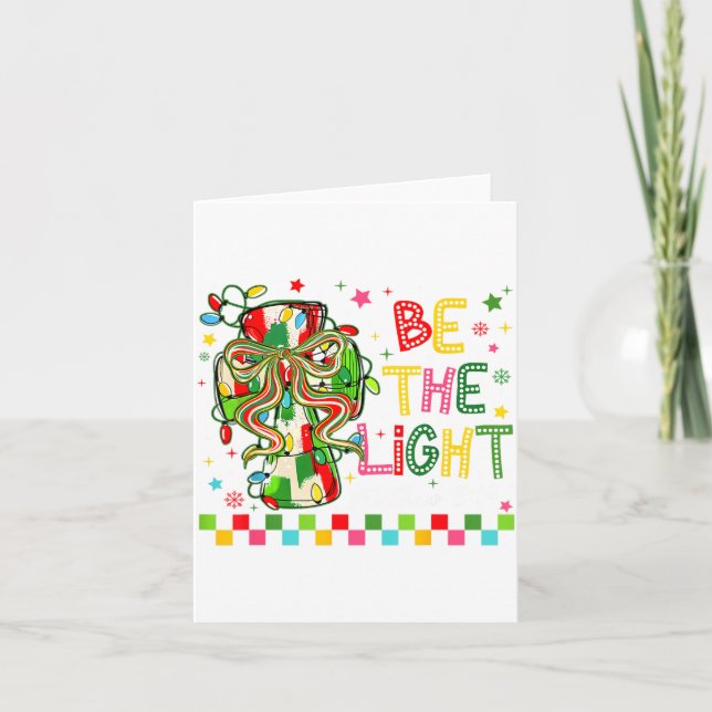 Tarjeta Christian Christmas Be The Light Coquette Bow Cros (Anverso)