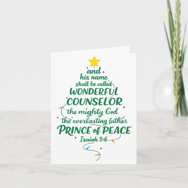 Tarjeta Christian Christmas Jesus Bible Names Xmas Tree Sh (Anverso)
