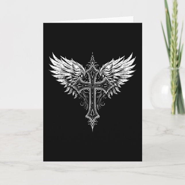 Tarjeta Christian Cross Angel Religious  (Anverso)