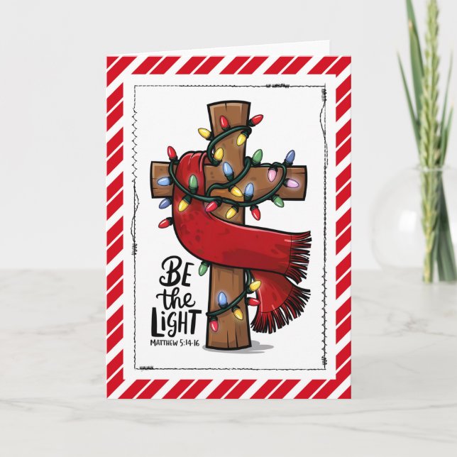 Tarjeta Christian Cross Be The Light Christmas Card (Anverso)