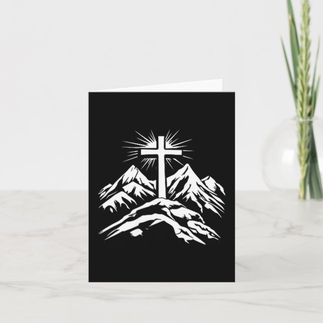 Tarjeta Christian Cross Mountains Religious  (Anverso)