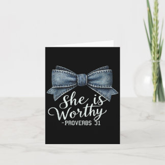Tarjeta Christian Denim Bow Shirational Bible Religi