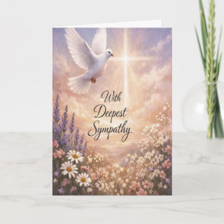 Tarjeta Christian Dove and Cross Sympathy Card