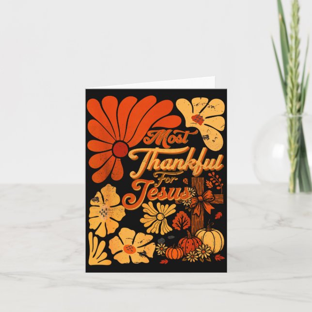 Tarjeta Christian Fall Thanksgiving Autumn Most Thankful F (Anverso)