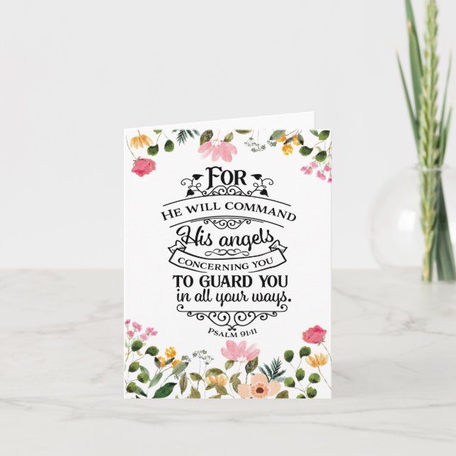 Tarjeta Christian Floral Guard You (Anverso)