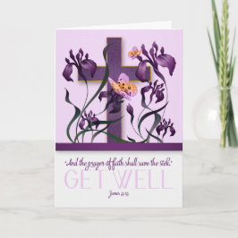 Tarjeta Christian Get Well James 5 Cross y Purple Iris