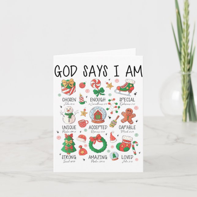 Tarjeta Christian God Say I Am Christmas Jesus Faith Bible (Anverso)