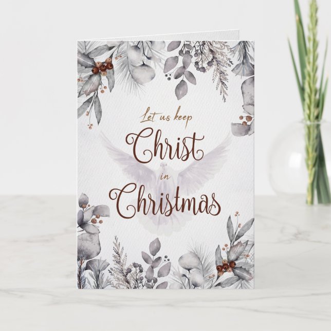 Tarjeta Christian Let Us Keep Christ in Christmas (Anverso)
