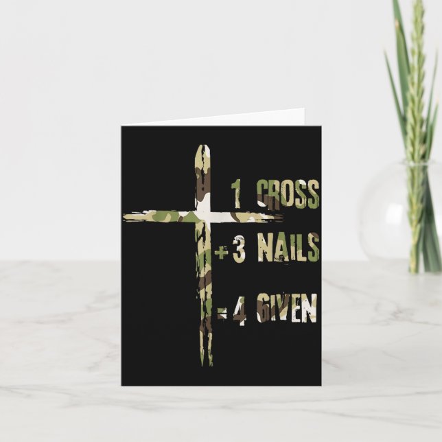 Tarjeta Christian One Cross Plus Three Nails Equals Forgiv (Anverso)