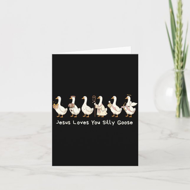 Tarjeta Christian Silly Goose Jesus Loves You Christian Fa (Anverso)