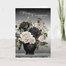 Tarjeta Christian Sympathy Black and White Roses Scripture