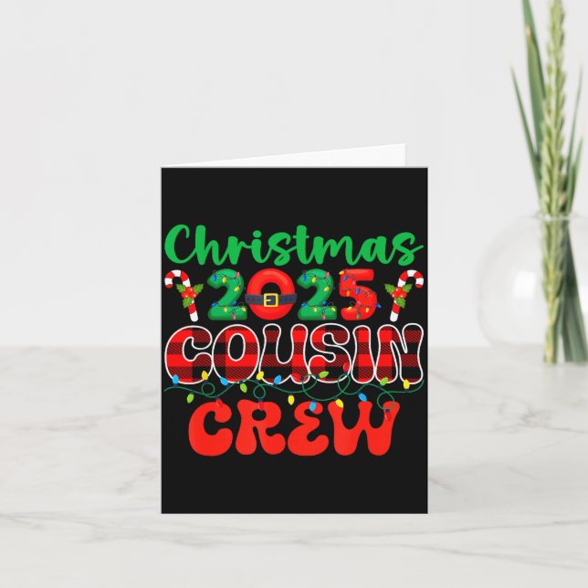 Tarjeta Christmas 2025 Cousin Crew Xmas Lights Family Reun (Anverso)