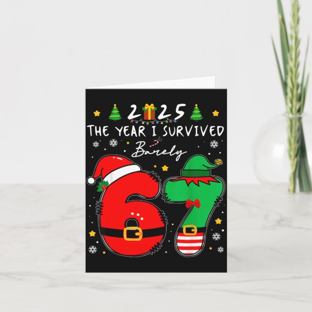 Tarjeta Christmas 2025 The Year I Barely Survived Six Seve (Anverso)