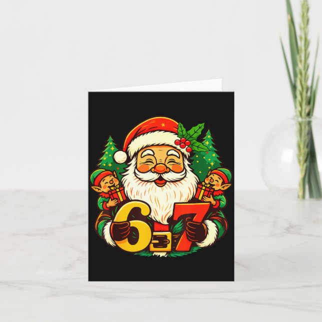 Tarjeta Christmas 67 Funny Xmas Santa Six Seven Meme Gen A (Anverso)