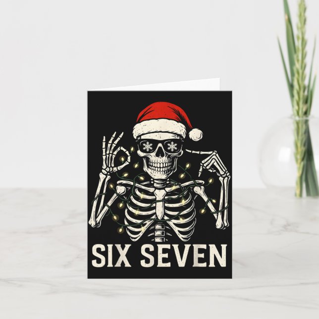 Tarjeta Christmas 67 Meme Skeleton With Santa Hat For Men  (Anverso)