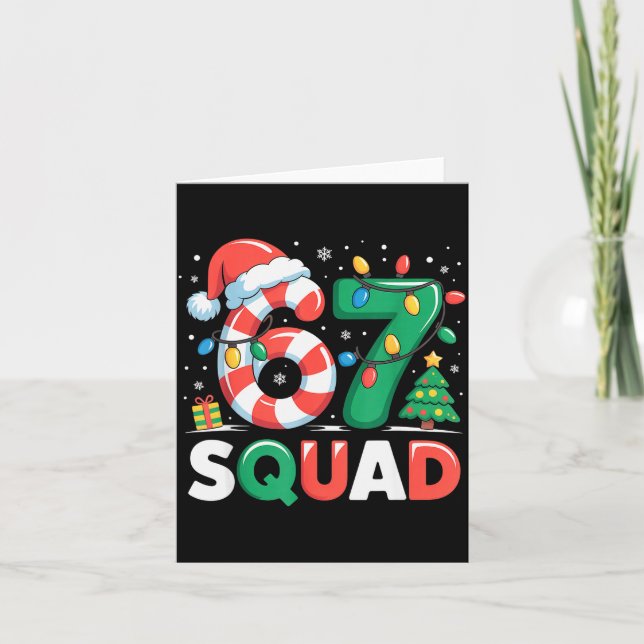 Tarjeta Christmas 67 Squad Funny Candy Cane Lights Holiday (Anverso)