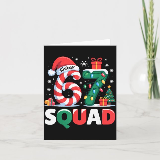 Tarjeta Christmas 67 Squad Sister 6-7 Funny Matching Candy (Anverso)