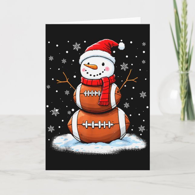 Tarjeta Christmas American Football Snowman Xmas Srt Men B (Anverso)