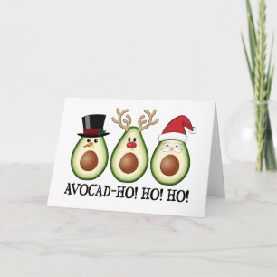 Tarjeta Christmas Avocado Frosty, Rudolph, and Santa