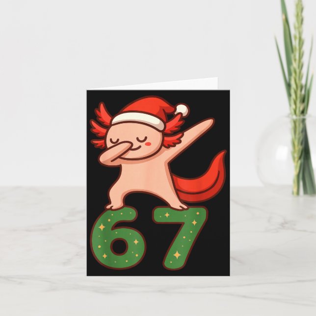 Tarjeta Christmas Axolotl Dabbing 67 Meme Six Seven Funny  (Anverso)