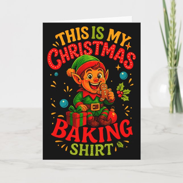 Tarjeta Christmas Baking Shirt Cute Elf Gingerbread Pastry (Anverso)