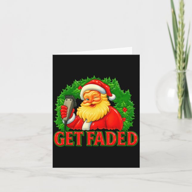 Tarjeta Christmas Barber Get Faded  (Anverso)