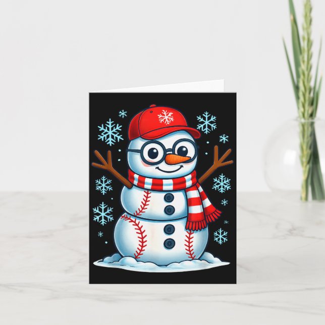 Tarjeta Christmas Baseball Snowman Xmas Pajamas Women Men  (Anverso)