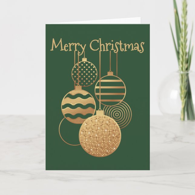 Tarjeta Christmas Bauble design with greeting green blank (Anverso)