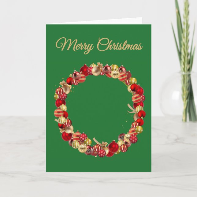 Tarjeta Christmas Bauble wreath with greeting green blank (Anverso)