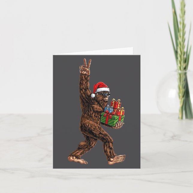 Tarjeta Christmas Bigfoot Santa Hat Funny Sasquatch Big Fo (Anverso)