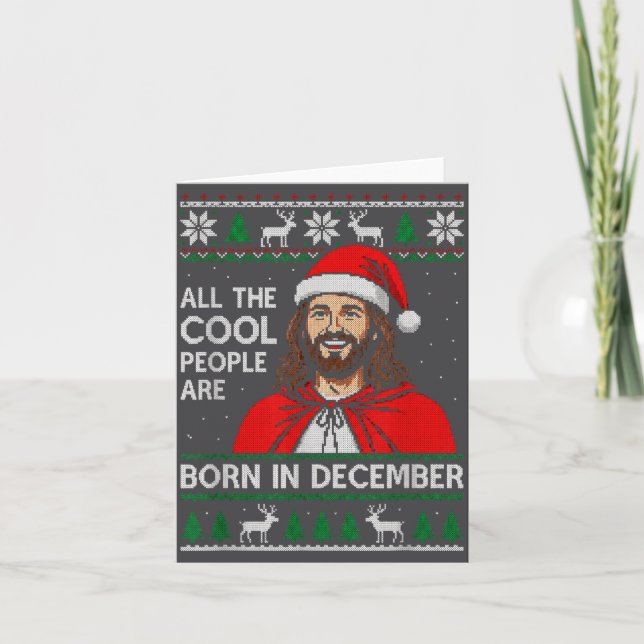 Tarjeta Christmas Birthday Humor Funny Jesus Born In Decem (Anverso)