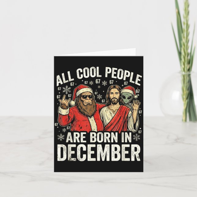 Tarjeta Christmas Birthday Humor Funny Jesus Born In Decem (Anverso)