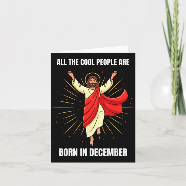 Tarjeta Christmas Birthday Humor Funny Jesus Born In Decem (Anverso)
