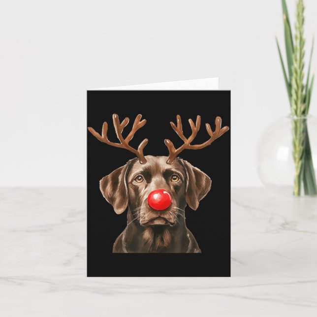 Tarjeta Christmas Brown Labrador Retriever Reindeer Dog Lo (Anverso)