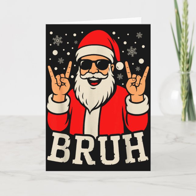 Tarjeta Christmas Bruh Meme Funny Santa Claus Teen Boys Ki (Anverso)