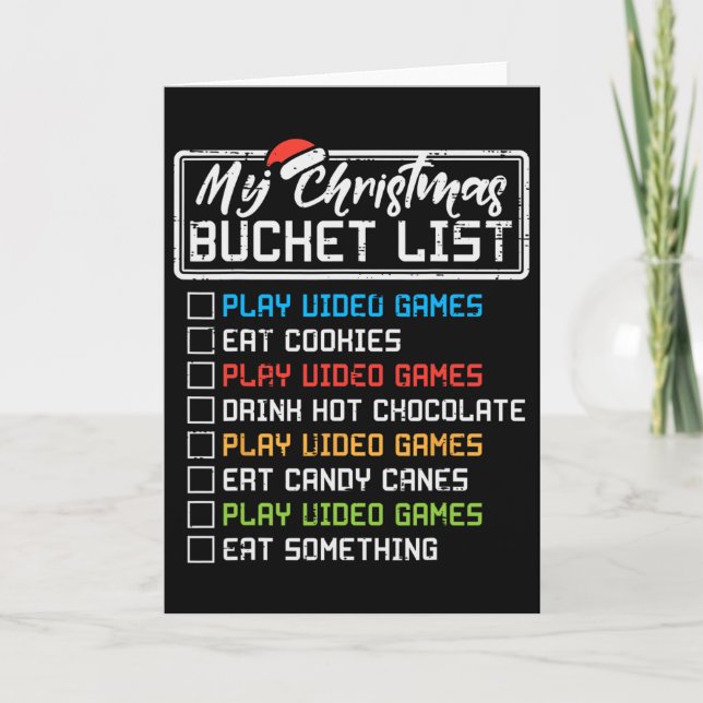 Tarjeta Christmas Bucket List Video Games Xmas Gamer Boys  (Anverso)
