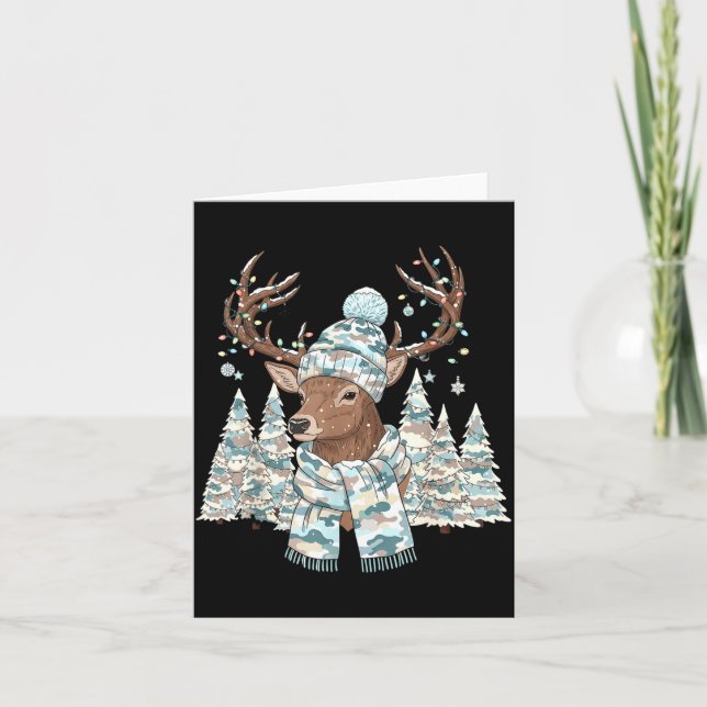 Tarjeta Christmas Camo Hunting Reindeer Pajamas With Deer  (Anverso)