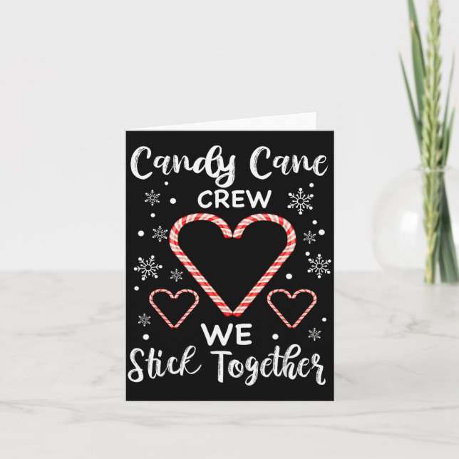 Tarjeta Christmas Candy Cane Crew Heart Holiday Family Can (Anverso)