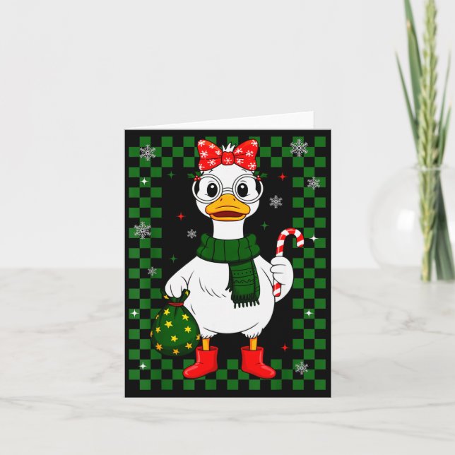 Tarjeta Christmas Candy Cane Goose Matching Couple Xmas Bo (Anverso)