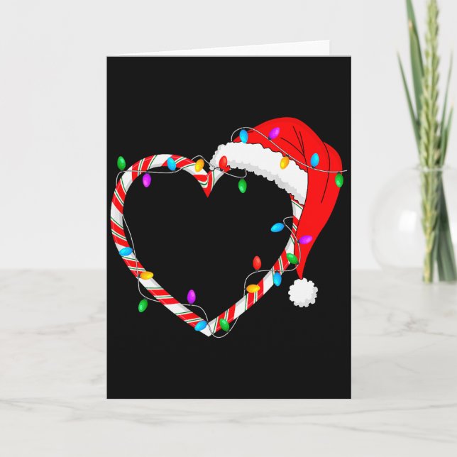 Tarjeta Christmas Candy Cane Heart Funny Love Candy Men Wo (Anverso)