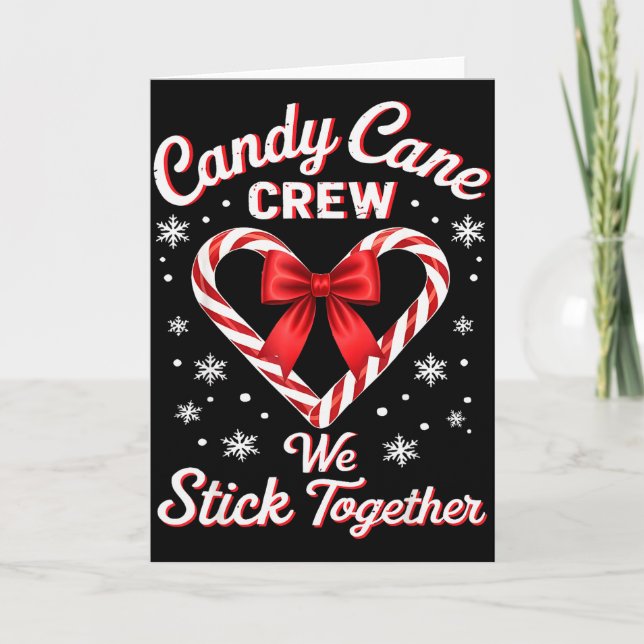 Tarjeta Christmas Candy Cane Heart Holiday Family Matching (Anverso)
