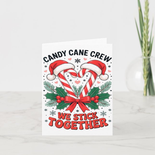 Tarjeta Christmas Candy Cane Heart Holiday Family Matching (Anverso)