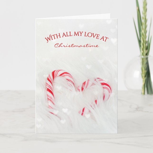 Tarjeta Christmas Candy Cane Love Heart (Anverso)