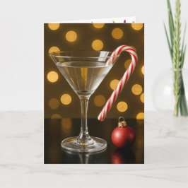 Tarjeta Christmas Candy Cane On a Martini Glass