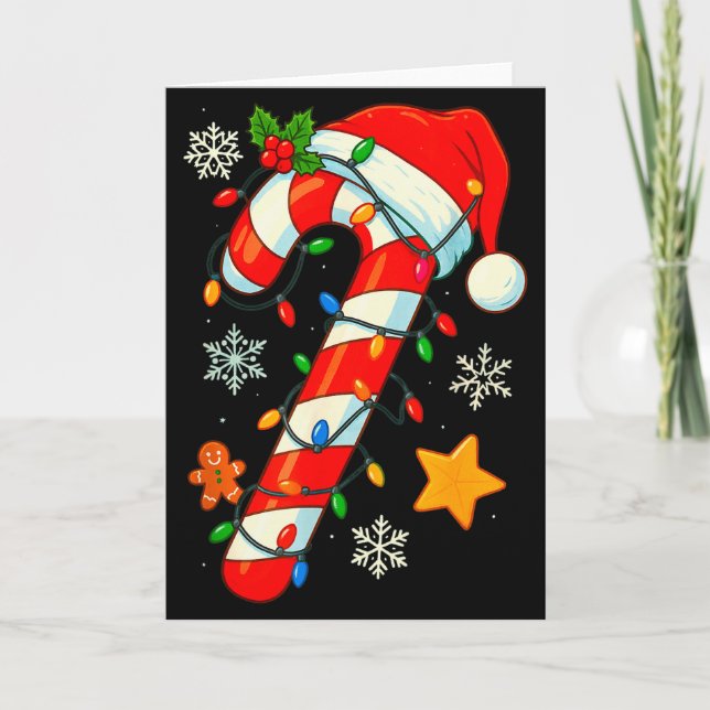 Tarjeta Christmas Candy Cane Santa Hat Xmas Kids Toddler Y (Anverso)