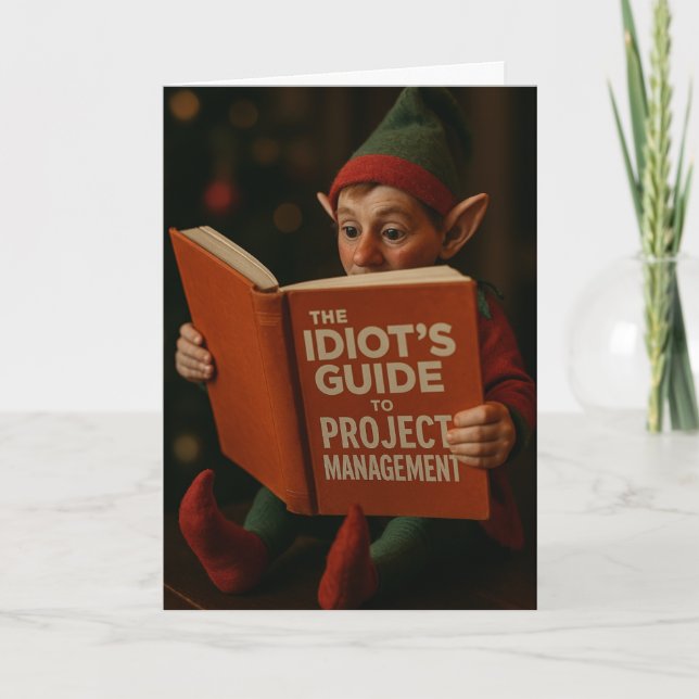 Tarjeta Christmas card elf 'Idiots Guide Site Management' (Anverso)