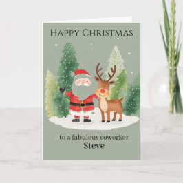 Tarjeta Christmas Card for a Coworker – Santa and Reindeer