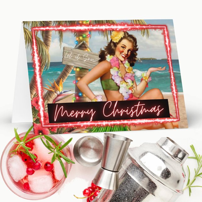 Tarjeta Christmas Card - Retro - Tropical - "Let It Snow" (Subido por el creador)
