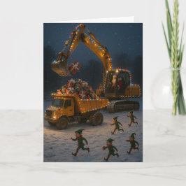 Tarjeta Christmas card Santa, Christmas Elves, digger, 